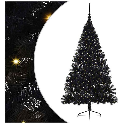 Albero di Natale artificiale con luci integrate Nero 210 cm PVC - Foto 1