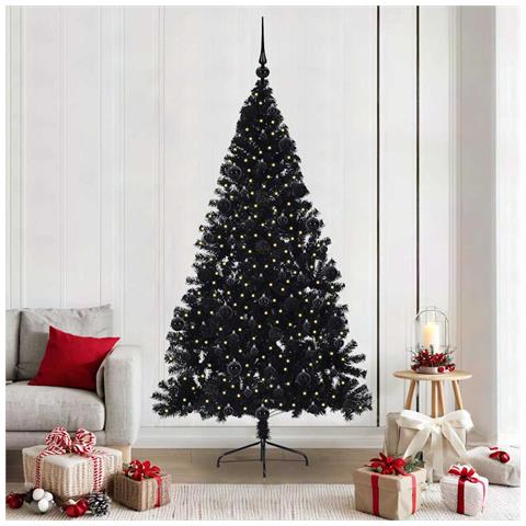Albero di Natale artificiale con luci integrate Nero 210 cm PVC - Foto 2
