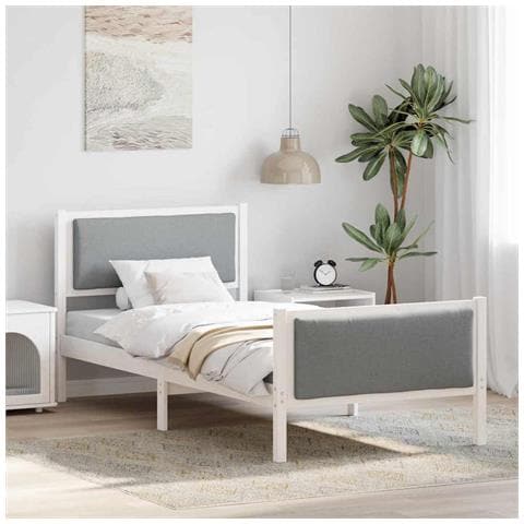 Struttura del letto Grigio chiaro 100 x 200 cm Tessuto - Foto 2