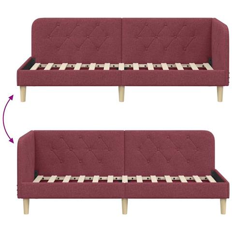 Cornice del letto ad angolo Rosso Vino 80 x 200 cm Tessuto - Foto 9