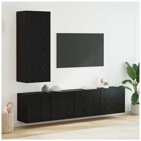 Unità TV da Parete 5 pcs Rovere nero Legno multistrato - Foto 2