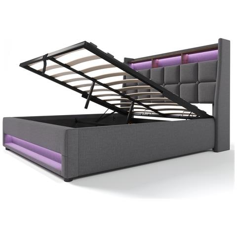 Letto In Lino E Cotone Con Illuminazione Led Anteriore/posteriore E Stile Vintage - Foto 2