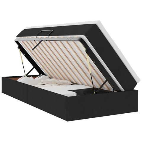 Letto con contenitore e materasso Nero 100 x 200 cm Poliestere - Foto 1