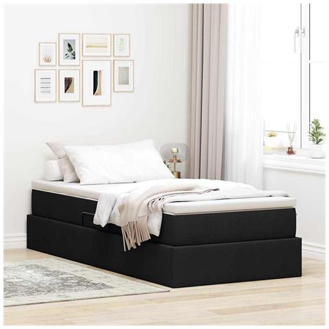 Letto con contenitore e materasso Nero 100 x 200 cm Poliestere - Foto 2