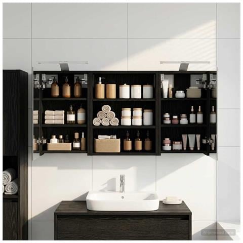 Set di Armadi da Bagno con lo scaffale 3 pcs 100 x 10,5 x 50 cm - Foto 2
