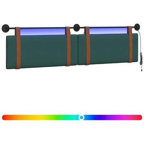 Testiera sospesa Con luce LED Verde Scuro PU Antico - Foto 1
