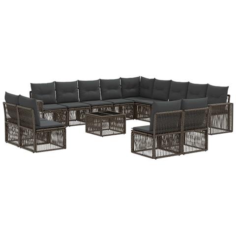 Set Divano da Giardino 14 pcs Grigio e Grigio Scuro polyrattan - Foto 1