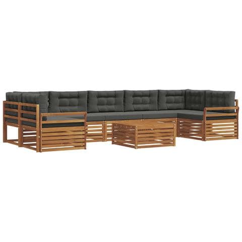 Set di divani da esterno con cuscino 8 pcs Naturale e Antracite - Foto 1