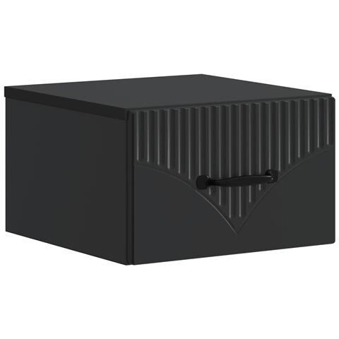 Mobiletto da notte a muro con cassetto Nero 34,5 x 33 x 20 cm - Foto 1