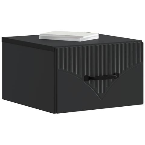 Mobiletto da notte a muro con cassetto Nero 34,5 x 33 x 20 cm - Foto 2