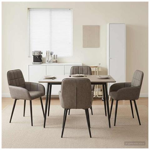 Sedie da pranzo 4 pcs Similpelle Grigio 57 x 50 x 85 cm - Foto 2