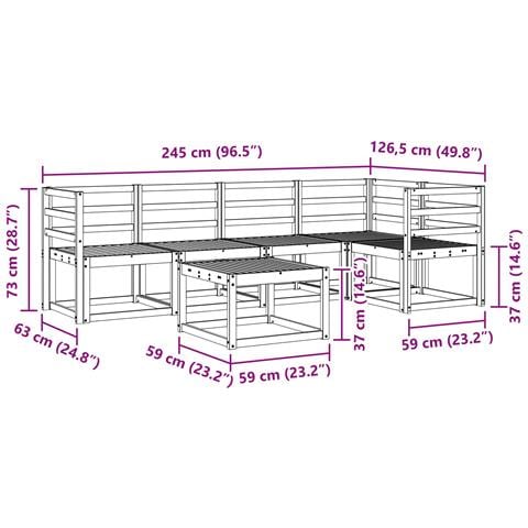 Set di divani da esterno 6 pcs Bianco Legno di Acacia Massello - Foto 9