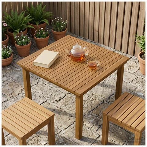 Piano del tavolo 70 x 70 x 3,5 cm Quadrato Legno di teak solido - Foto 2