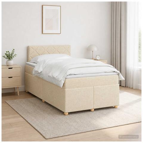 Letto box spring con materasso Crema 120 x 200 cm Tessuto - Foto 2