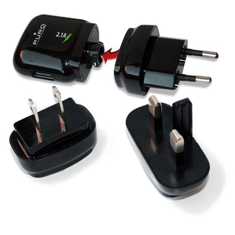 Mini Carica Batterie Da Viaggio Usb Con Plug Intercambiabili Nero - Foto 1