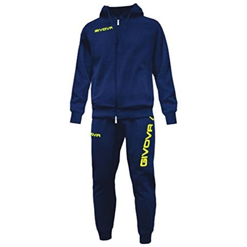 Tuta Sportiva Con Cappuccio Mod King, In 100% Cotone, Colore Blu / Giallo Fluo Taglia Xl - Foto 1