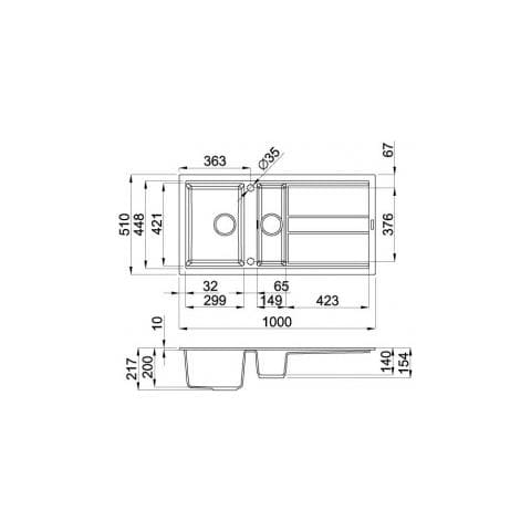 Lavello Best 475 Keratek Plus 100x51 cm 1 vasca e vaschetta con gocciolatoio Colore Dove Grey 93 - Foto 2