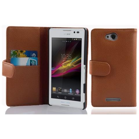 Cadorabo Custodia Compatibile Con Sony Xperia C In Marrone Cioccolata - Coperchio Protettivo In Ecopelle Testurizzata E Tasca Per Carte Di Credito - Foto 4