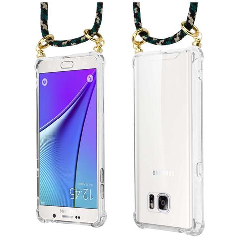 Catena Di Telefoni Cellulari Compatibile Con Samsung Galaxy Note 5 In Camouflage - Coperchio Protettivo In Silicone Con Anelli D'oro, Cinturino In Corda E Custodia Staccabile - Foto 10