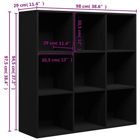 Libreria Nera 98x29x97,5 cm in Legno Multistrato - Foto 2