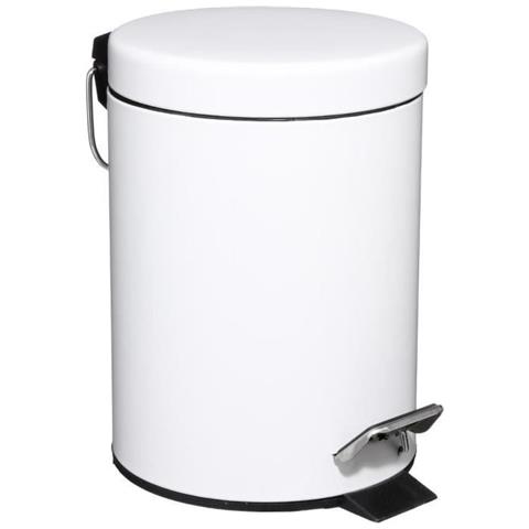 Pattumiera In Metallo - 3 L - H 24,5 Cm - Bianco - Foto 1