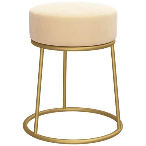 Sgabello Rotondo Albicocca In Velluto - Foto 1