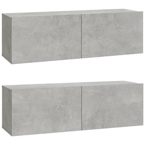 Mobili Tv Da Parete 2 Pz Grigio Cemento 100x30x30 Cm In Legno - Foto 1