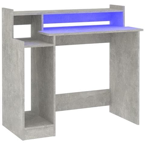 Scrivania con Luci LED Grigio Cemento 97x45x90cm in Multistrato - Foto 1