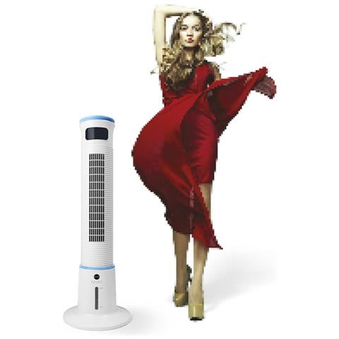 Raffrescatore Evaporativo Breeze Tower Plus Oscillante con Funzione Ionizzante Completo di Telecomando Serbatoio da 5 Litri Timer fino a 15 Ore Colore Bianco/Blu  - Foto 2