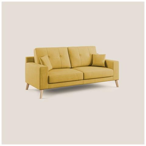 Danish Divano moderno in tessuto morbido impermeabile T02 206 cm giallo - Foto 1