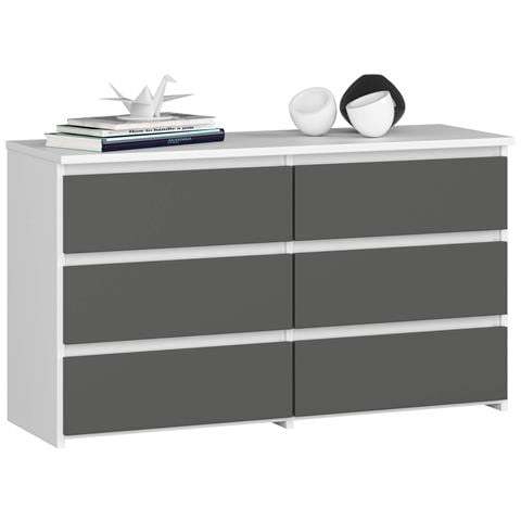 Cassettiera CL100, 6 cassetti, 100x35x57 cm, Colore Bianco e Grigio Grafite - Foto 1