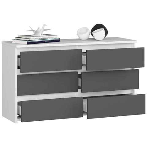 Cassettiera CL100, 6 cassetti, 100x35x57 cm, Colore Bianco e Grigio Grafite - Foto 2