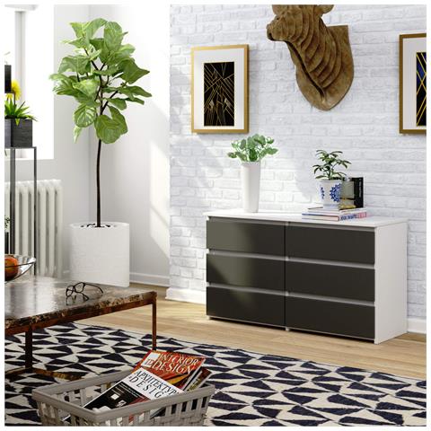 Cassettiera CL100, 6 cassetti, 100x35x57 cm, Colore Bianco e Grigio Grafite - Foto 5