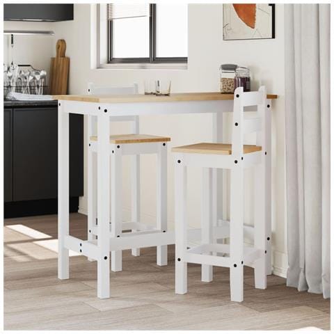 Sedie Da Bar 2 Pz Bianche In Legno Massello Di Pino - Foto 1