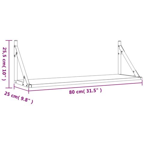 Mensole Parete 2pz Rovere Sonoma 80x25x25,5cm Legno Multistrato - Foto 8