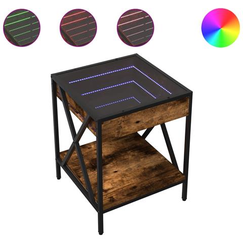 Tavolino Da Salotto Con Led Infinity Rovere Fumo 40x40x49 Cm - Foto 2
