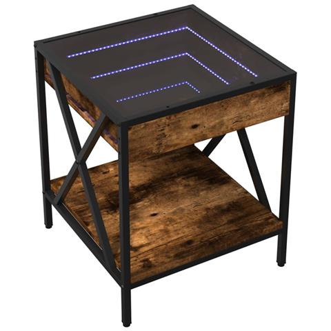 Tavolino Da Salotto Con Led Infinity Rovere Fumo 40x40x49 Cm - Foto 3