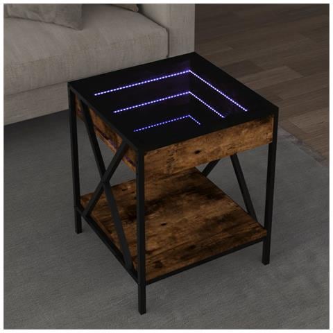 Tavolino Da Salotto Con Led Infinity Rovere Fumo 40x40x49 Cm - Foto 1