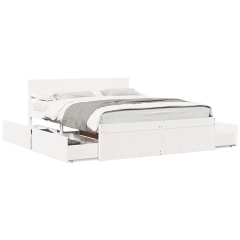 Letto Senza Materasso Bianco 150x200 Cm Legno Massello Di Pino - Foto 2