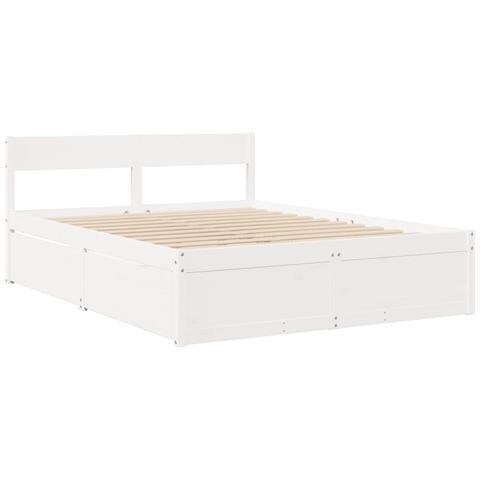 Letto Senza Materasso Bianco 150x200 Cm Legno Massello Di Pino - Foto 3