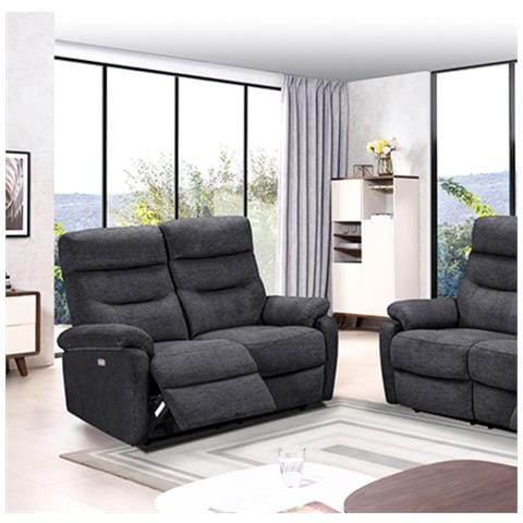 Divano 2 Posti Brienz 2 Recliner Elettrici Grigio Scuro - Foto 1