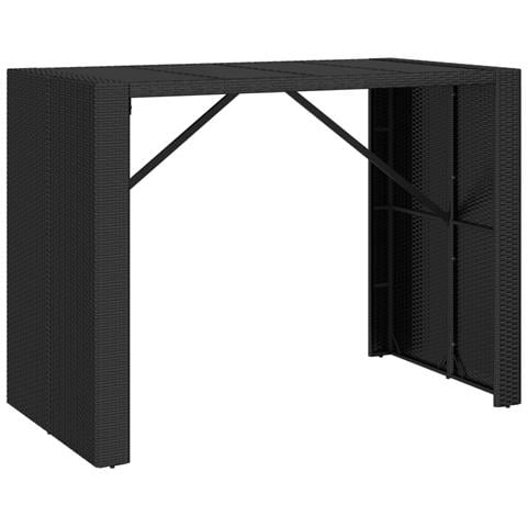 Set Bar Giardino 7 pz Nero Polyrattan e Legno Massello Acacia - Foto 8