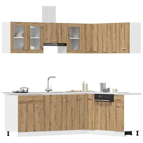 Set di Mobili da Cucina 11 pz Rovere Artigianale Truciolato - Foto 9