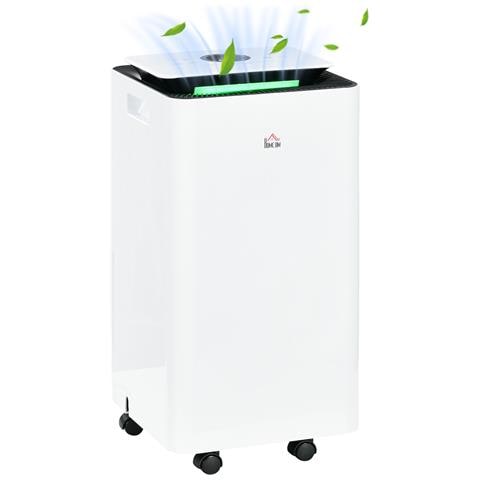 Deumidificatore Portatile da 10L con 5 Modalità, 2 Velocità, Timer 24h e Ruote, 25x25x50.5cm, Bianco - Foto 1