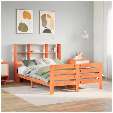 Letto Senza Materasso Marrone Cera 120x190 Cm In Legno Di Pino - Foto 1