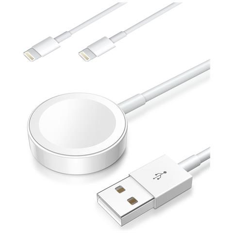 Doppio Caricatore Lightning E Base Di Ricarica Compatibile Con Apple Watch 120x2x1 Cm. Colore Bianco - Foto 2