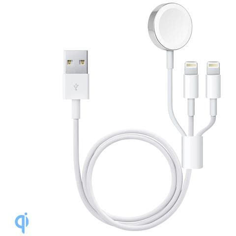 Doppio Caricatore Lightning E Base Di Ricarica Compatibile Con Apple Watch 120x2x1 Cm. Colore Bianco - Foto 1