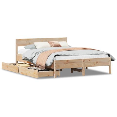 Letto senza Materasso 140x200 cm in Legno Massello di Pino - Foto 1