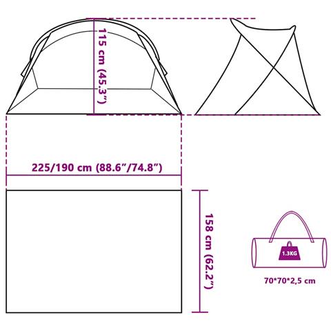 Tenda da Spiaggia 2 Persone Pop-Up Grigia Impermeabile - Foto 2