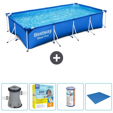 Piscina Fuori Terra - Rettangolo - 400x211x81 Cm - Blu - Include Accessori Coordinati Cb16 - Foto 1